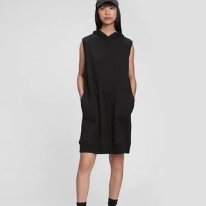 New Gap Tee Sweats Hoodie Dress Black Small Sleeveless